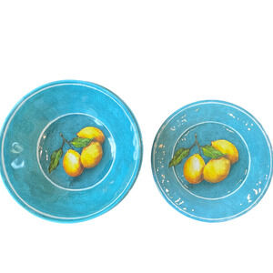 8pc Bungalow Tuscan Lemon Melamine 9" Bowl and 8" Salad Plate Set NEW